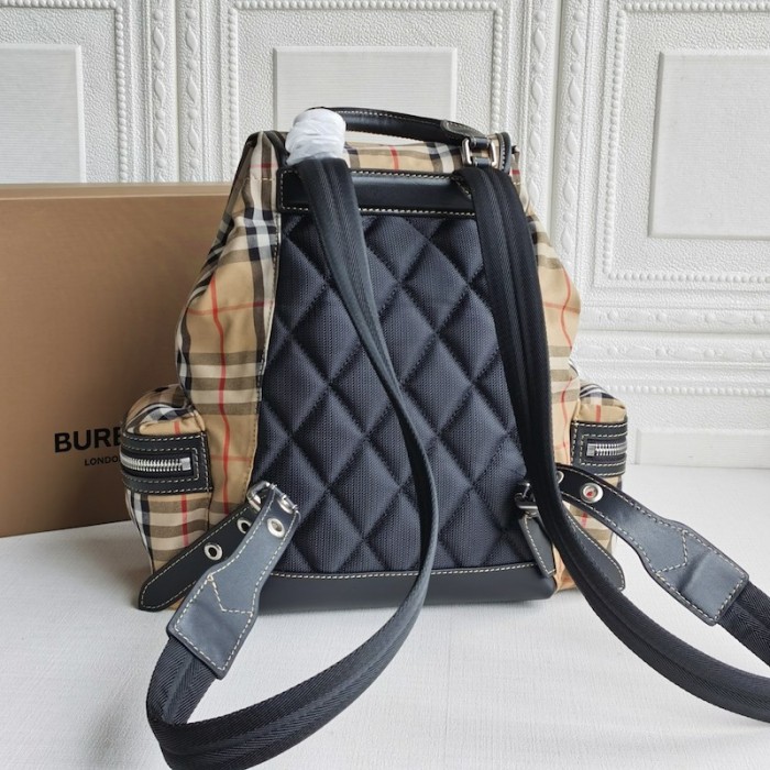 BUR Medium Rucksack in Vintage Check and Leather Backpack - Image 2