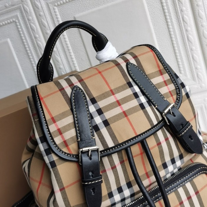 BUR Medium Rucksack in Vintage Check and Leather Backpack - Image 4