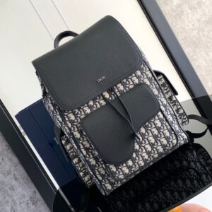 Dior Saddle Backpack Beige and Black Dior Oblique Jacquard