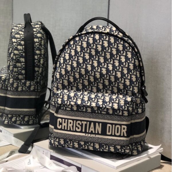 Dior Oblique Technical Canvas Backpack Blue - Image 2