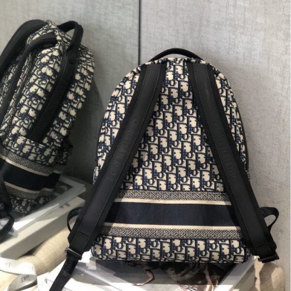 Dior Oblique Technical Canvas Backpack Blue - Image 3