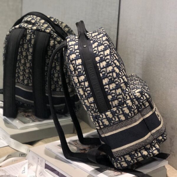 Dior Oblique Technical Canvas Backpack Blue - Image 4
