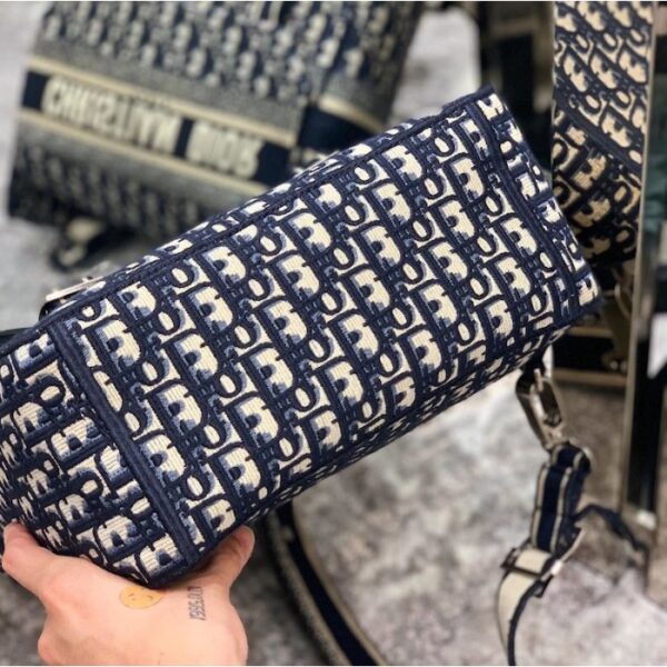 Dior Embroidered Canvas Backpack Blue - Image 4