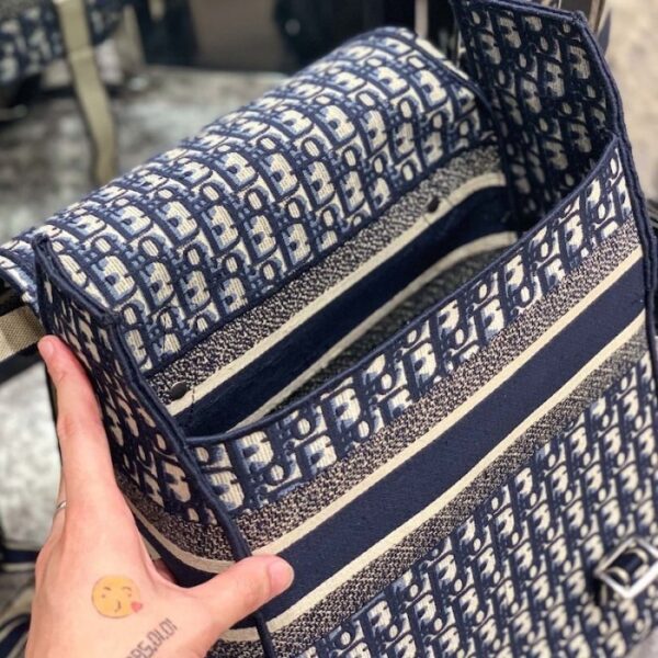 Dior Embroidered Canvas Backpack Blue - Image 6