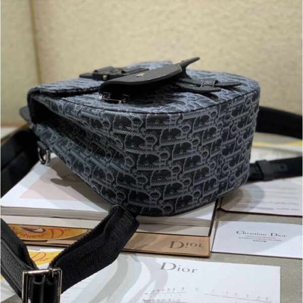 Dior Oblique Jacquard Mini Saddle Backpack Black - Image 6