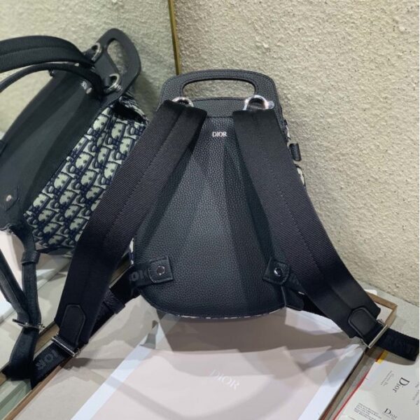 Dior Oblique Jacquard Mini Saddle Backpack Blue - Image 2