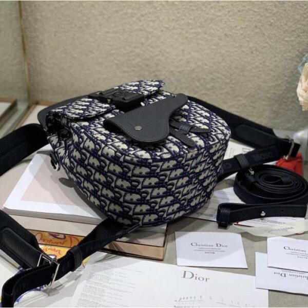 Dior Oblique Jacquard Mini Saddle Backpack Blue - Image 5