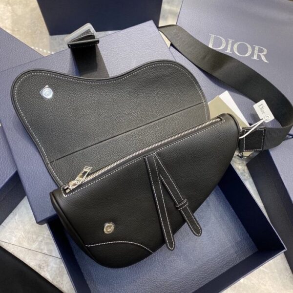 Dior Saddle Bag Black Grained Calfskin with DIOR AND SHAWN Signature - Image 4