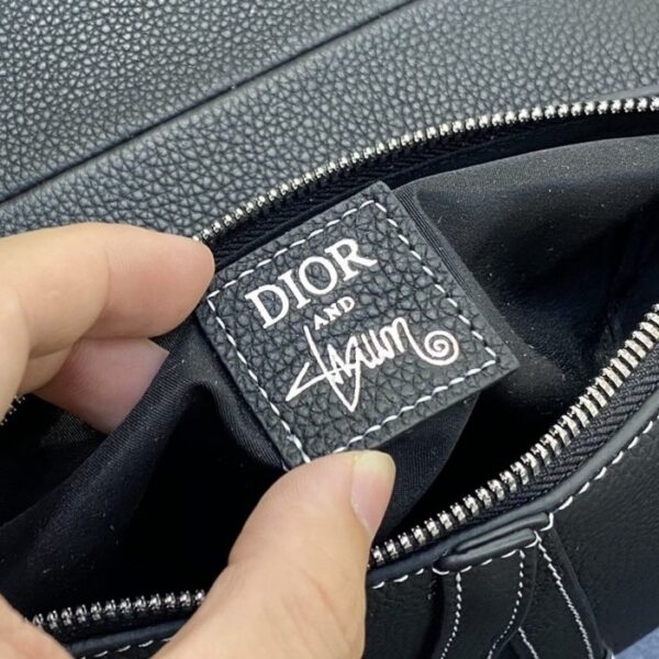 Dior Saddle Bag Black Grained Calfskin with DIOR AND SHAWN Signature - Image 6