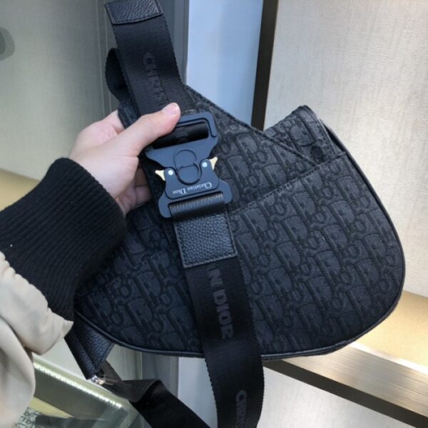 Dior Saddle Bag Beige and Black Dior Oblique Jacquard - Image 2