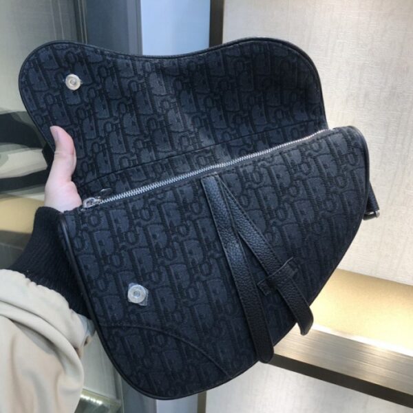 Dior Saddle Bag Beige and Black Dior Oblique Jacquard - Image 4
