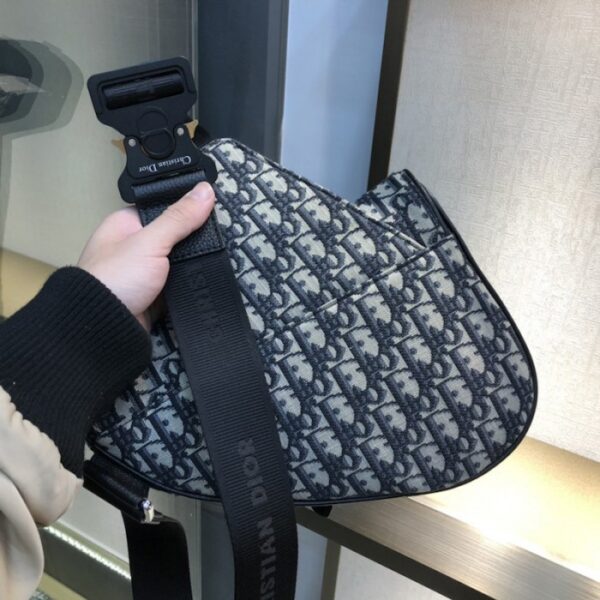 Dior Saddle Bag Beige and Blue Dior Oblique Jacquard - Image 2