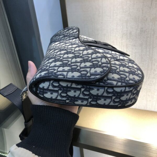Dior Saddle Bag Beige and Blue Dior Oblique Jacquard - Image 3