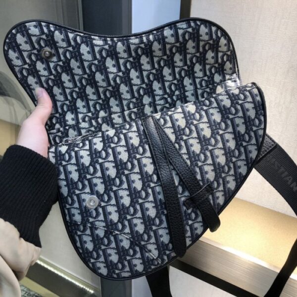 Dior Saddle Bag Beige and Blue Dior Oblique Jacquard - Image 5