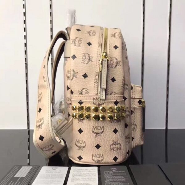 McM Stark Side Studs Backpack Large Beige - Image 3