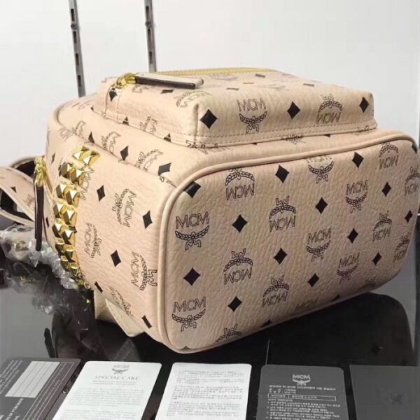 McM Stark Side Studs Backpack Large Beige - Image 5