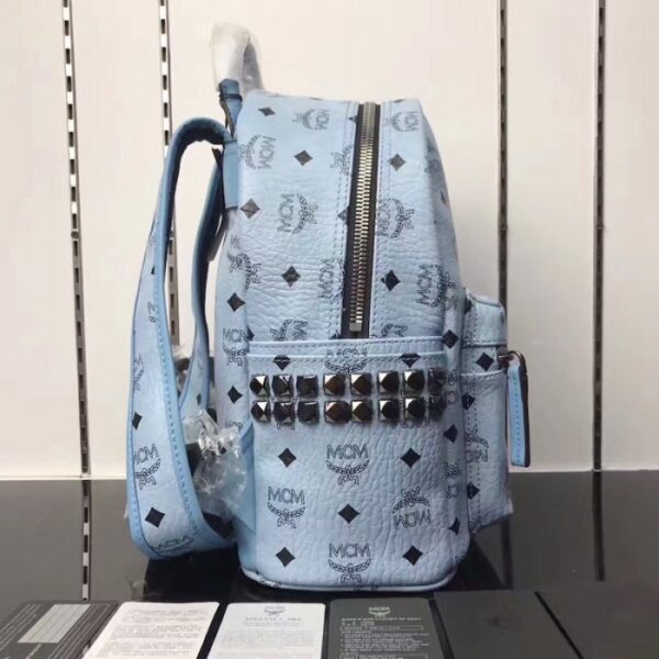 McM Stark Side Studs Backpack Large Light Blue - Image 2