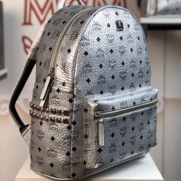 McM Stark Side Studs Backpack Large Silver - Image 2