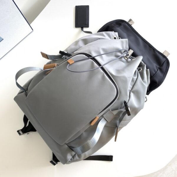Prada Re-Nylon and Saffiano leather backpack Grey - Image 3