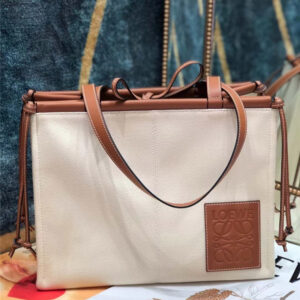 Loewe Cushion Large Leather-Trimmed Canvas Tote