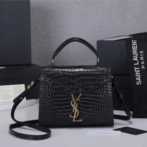 SAINT LAURENT Medium Cassandra Croc-effect Bag