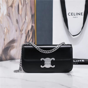 Celine Triomphe Chain Shoulder Bag in Black
