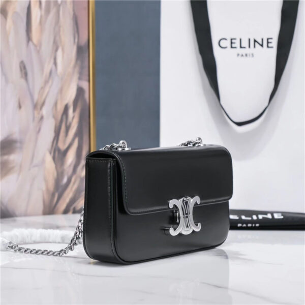Celine Triomphe Chain Shoulder Bag in Black - Image 3