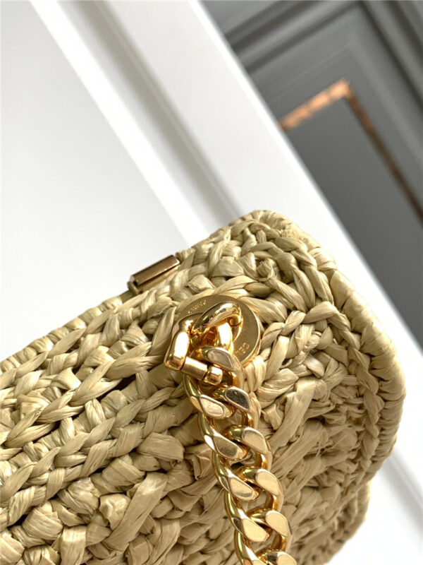 Celin Raffia Effect Claude Chain Shoulder Bag Natural - Image 6
