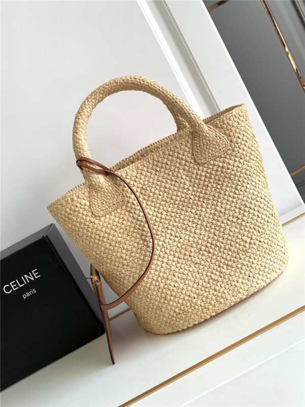 Celine Straw Bucket Bag - Image 3