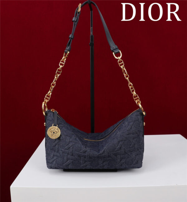 dior star hobo bag with chain Dark Blue