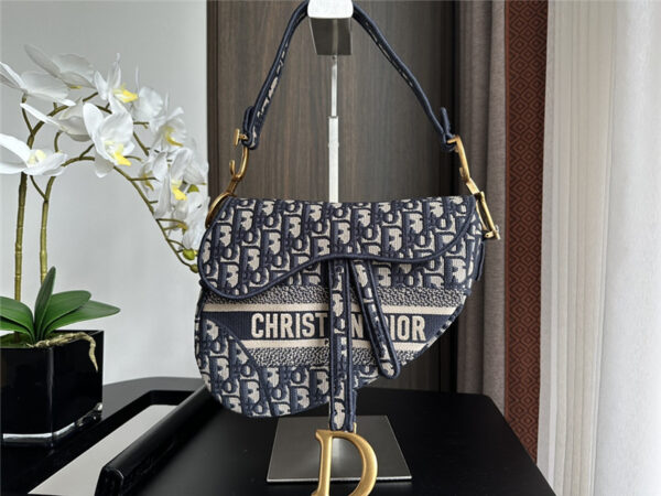 Dior Embroidered Denim Saddle Bag - Image 6