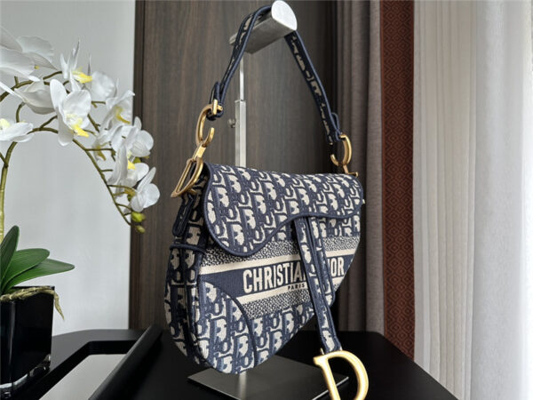 Dior Embroidered Denim Saddle Bag - Image 7
