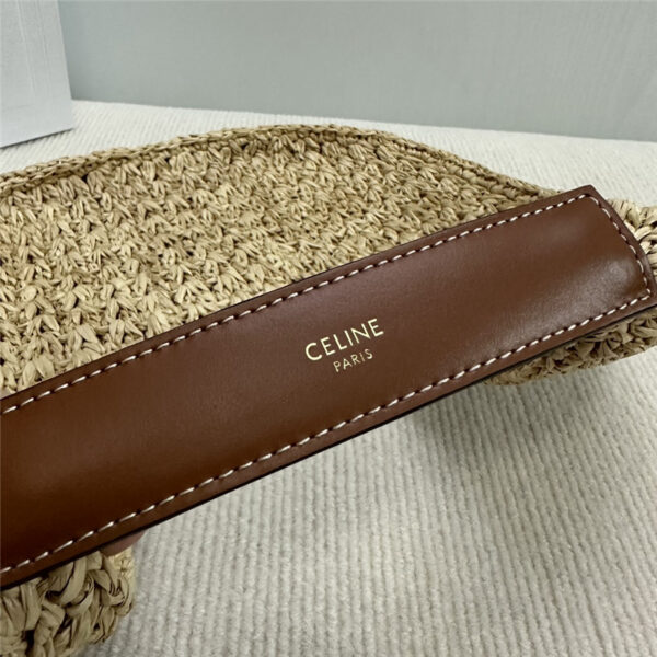 Celine Classic Panier Hobo Bag in Raffia & Calfskin - Image 5