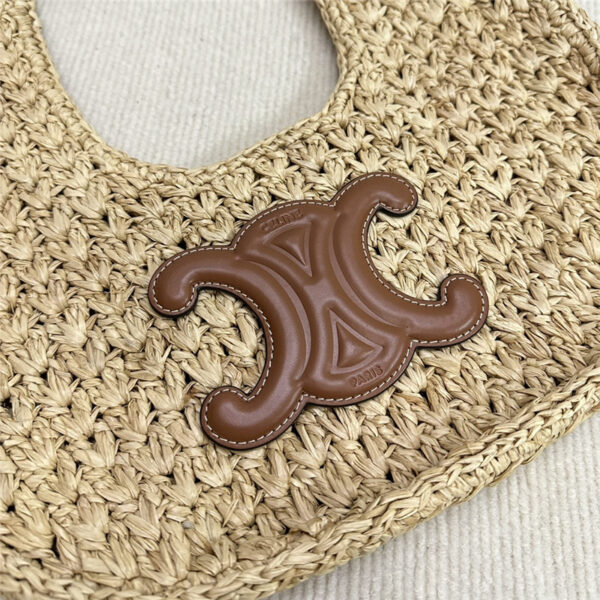 Celine Classic Panier Hobo Bag in Raffia & Calfskin - Image 2