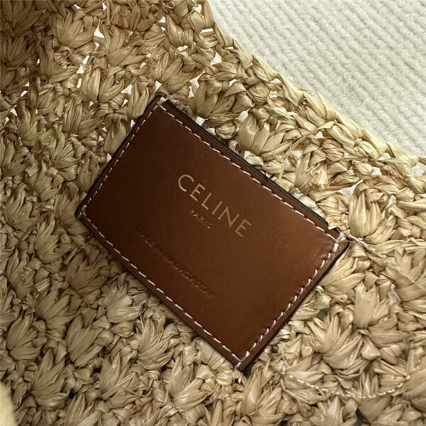 Celine Classic Panier Hobo Bag in Raffia & Calfskin - Image 7