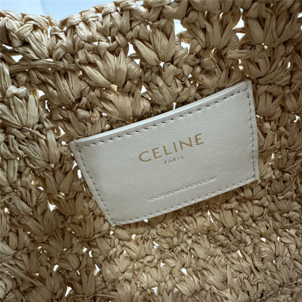 Celine Classic Panier Hobo Bag in White Raffia & Calfskin - Image 3