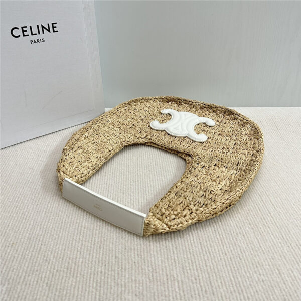 Celine Classic Panier Hobo Bag in White Raffia & Calfskin - Image 8