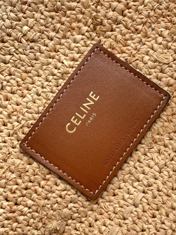Celine Classic Panier Bag in Raffia and Calfskin - Image 3
