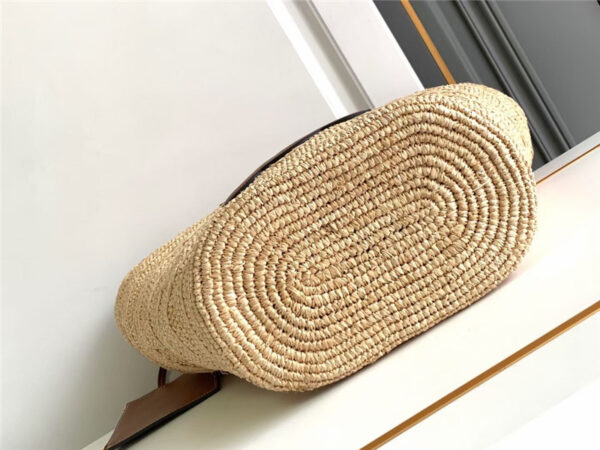 Celine Classic Panier Bag in Raffia and Calfskin - Image 4