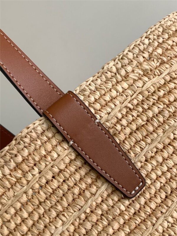 Celine Classic Panier Bag in Raffia and Calfskin - Image 5