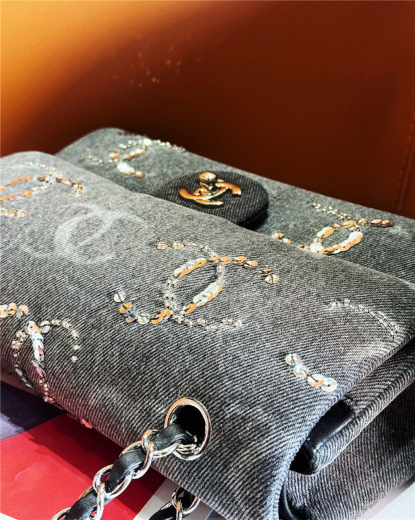 CC denim beading sequins cf bag - Image 2