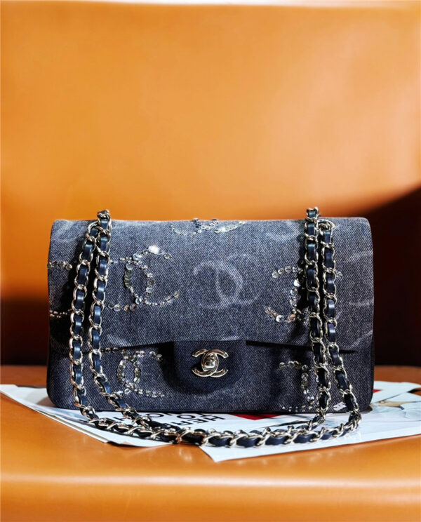 CC denim beading sequins cf bag - Image 3
