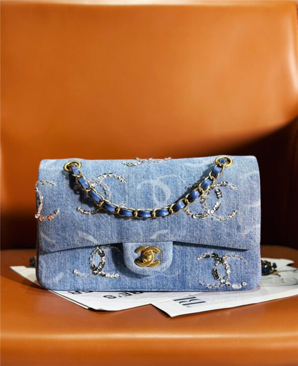 CC denim beading sequins cf bag - Image 4