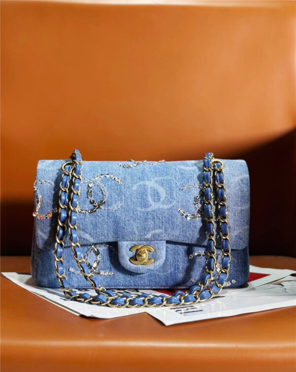 CC denim beading sequins cf bag - Image 6