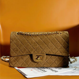 CC brown suede cf flap bag