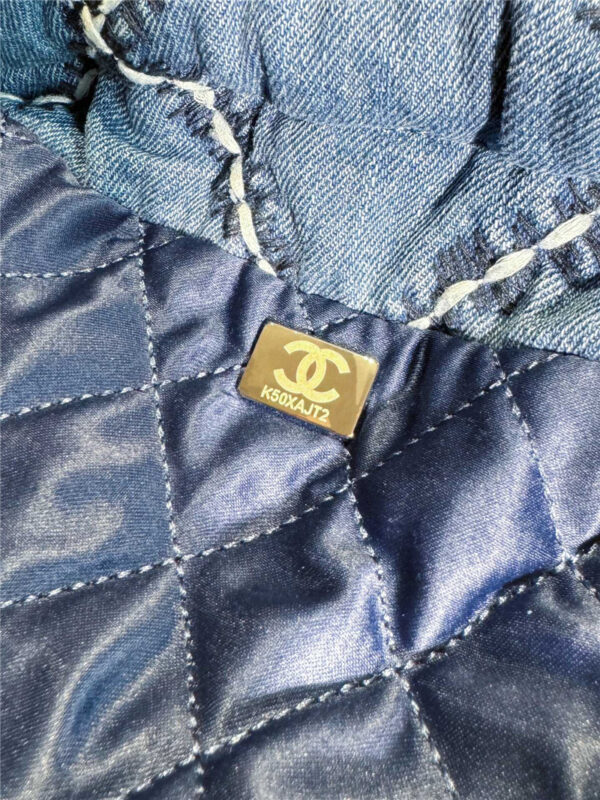 CC Blue Stitched Denim Mini 22 Bag - Image 3