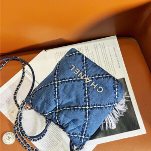 CC Blue Stitched Denim Mini 22 Bag