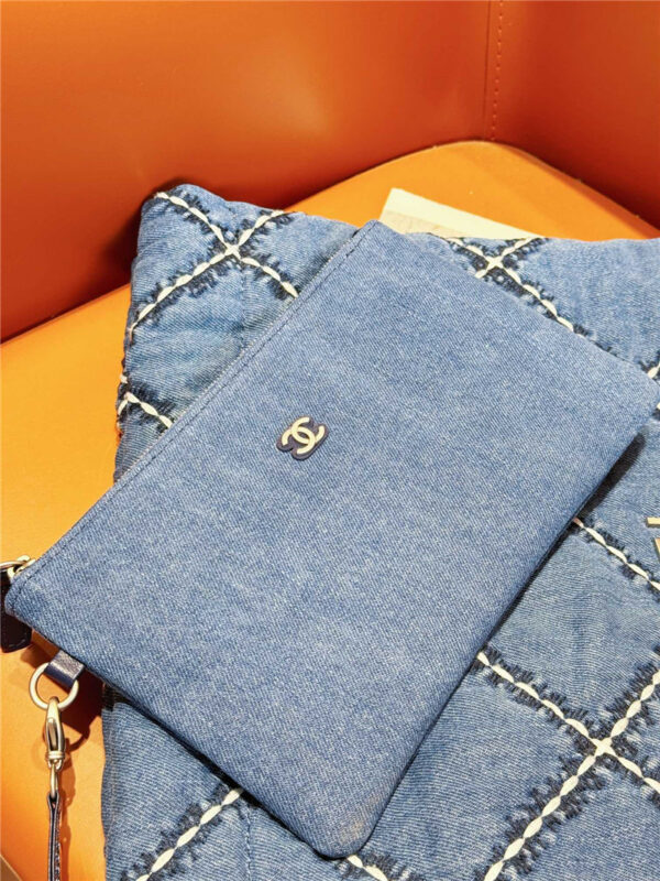 CC Blue Stitched Denim 22 Bag - Image 5