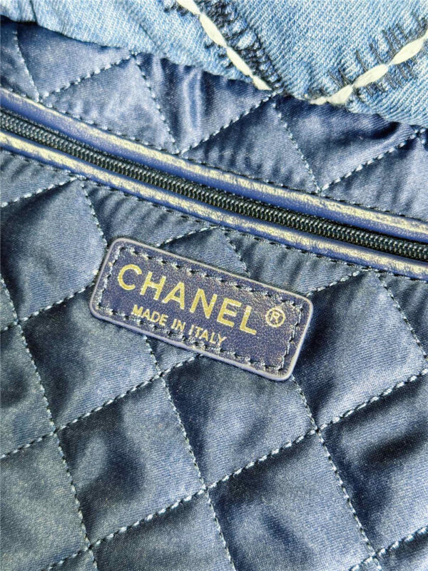 CC Blue Stitched Denim 22 Bag - Image 3