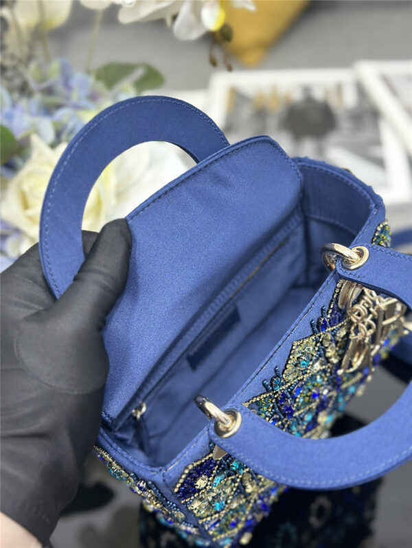 Dior Embroidered Blue Diamond Bag - Image 5